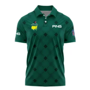 Golf Masters Tournament Green Argyle Pattern Ping Zipper Polo Shirt Style Classic Zipper Polo Shirt For Men