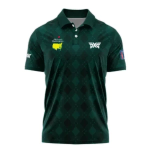 Dark Green Argyle Plaid Pattern Golf Masters Tournament Zipper Polo Shirt Style Classic Zipper Polo Shirt For Men