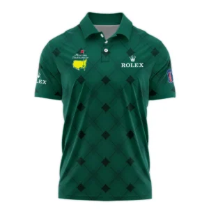 Golf Masters Tournament Green Argyle Pattern Rolex Zipper Polo Shirt Style Classic Zipper Polo Shirt For Men