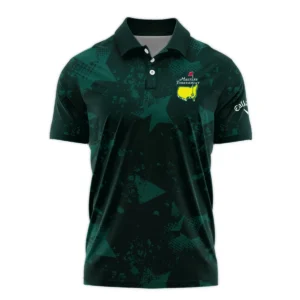 Dark Green Grunge Stars Pattern Golf Masters Tournament Callaway Zipper Polo Shirt Style Classic Zipper Polo Shirt For Men