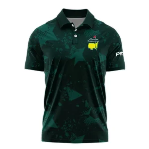 Dark Green Grunge Stars Pattern Golf Masters Tournament Ping Zipper Polo Shirt Style Classic Zipper Polo Shirt For Men