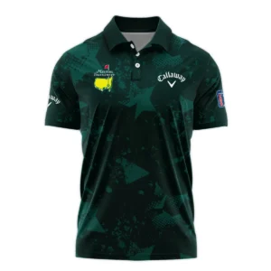 Dark Green Grunge Stars Pattern Golf Masters Tournament Callaway Zipper Polo Shirt Style Classic Zipper Polo Shirt For Men