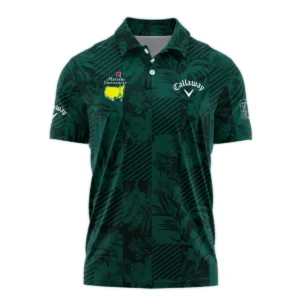 Tropical Leaves ,Foliage With Geometric Stripe Pattern Golf Masters Tournament Callaway Zipper Polo Shirt Style Classic Zipper Polo Shirt For Men