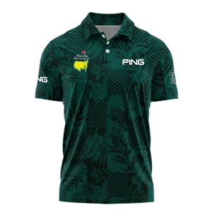 Tropical Leaves ,Foliage With Geometric Stripe Pattern Golf Masters Tournament Ping Zipper Polo Shirt Style Classic Zipper Polo Shirt For Men