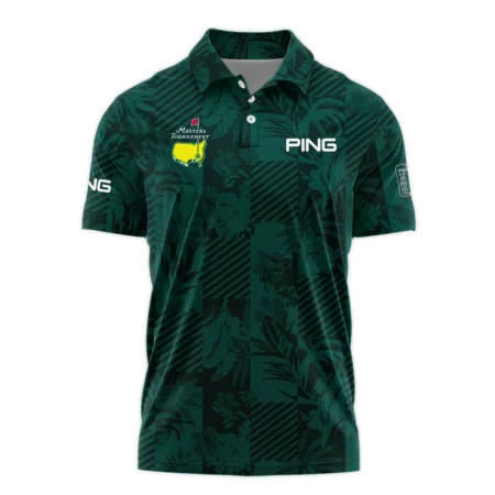 Tropical Leaves ,Foliage With Geometric Stripe Pattern Golf Masters Tournament Ping Polo Shirt Style Classic Polo Shirt For Men