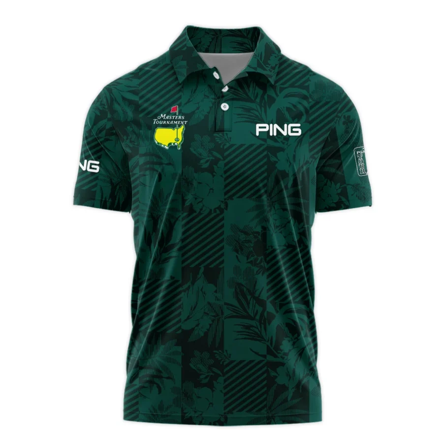 Tropical Leaves ,Foliage With Geometric Stripe Pattern Golf Masters Tournament Ping Polo Shirt Style Classic Polo Shirt For Men