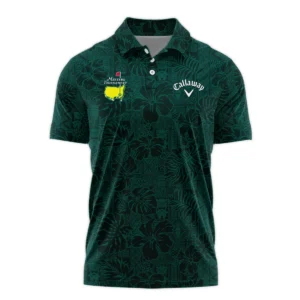 Hibiscus And Tropical Leaves With Tribal Elements Pattern Golf Masters Tournament Callaway Zipper Polo Shirt Style Classic Zipper Polo Shirt For Men