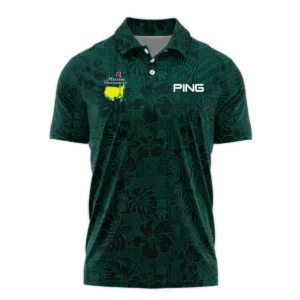 Hibiscus And Tropical Leaves With Tribal Elements Pattern Golf Masters Tournament Ping Zipper Polo Shirt Style Classic Zipper Polo Shirt For Men