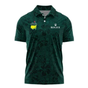 Hibiscus And Tropical Leaves With Tribal Elements Pattern Golf Masters Tournament Rolex Zipper Polo Shirt Style Classic Zipper Polo Shirt For Men