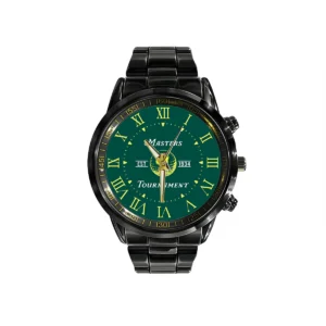 Green Abstract Geometric Masters Tournament Black Stainless Steel Watch Gift For Fans