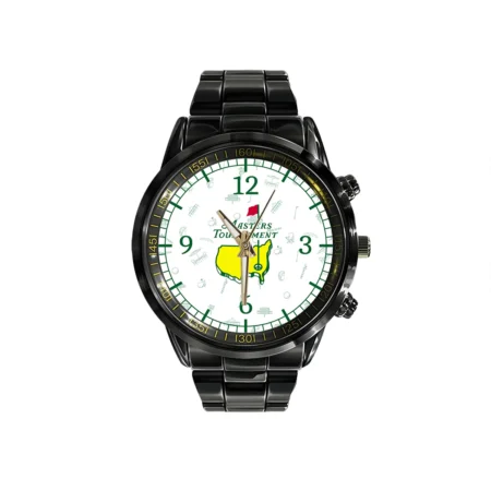Clock Face Masters Augusta Icons Pattern Masters Tournament Black Stainless Steel Watch