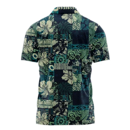 Masters Tournament Hawaiian Hibiscus And Tribal Element Fabric Callaway Zipper Polo Shirt Style Classic Zipper Polo Shirt For Men