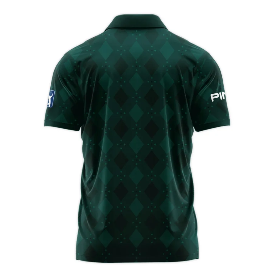 Dark Green Argyle Plaid Pattern Golf Masters Tournament Ping Zipper Polo Shirt Style Classic Zipper Polo Shirt For Men