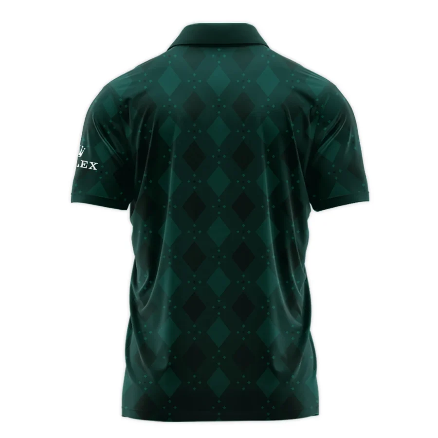 Dark Green Argyle Plaid Pattern Golf Masters Tournament Rolex Zipper Polo Shirt Style Classic Zipper Polo Shirt For Men