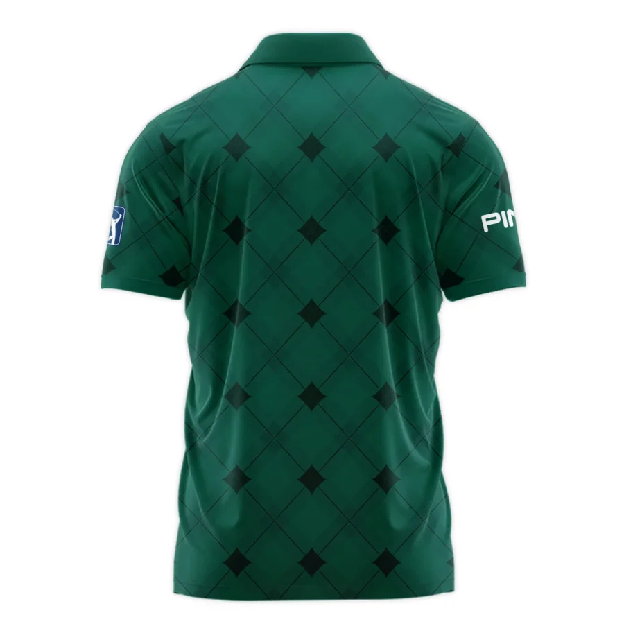 Golf Masters Tournament Green Argyle Pattern Ping Zipper Polo Shirt Style Classic Zipper Polo Shirt For Men