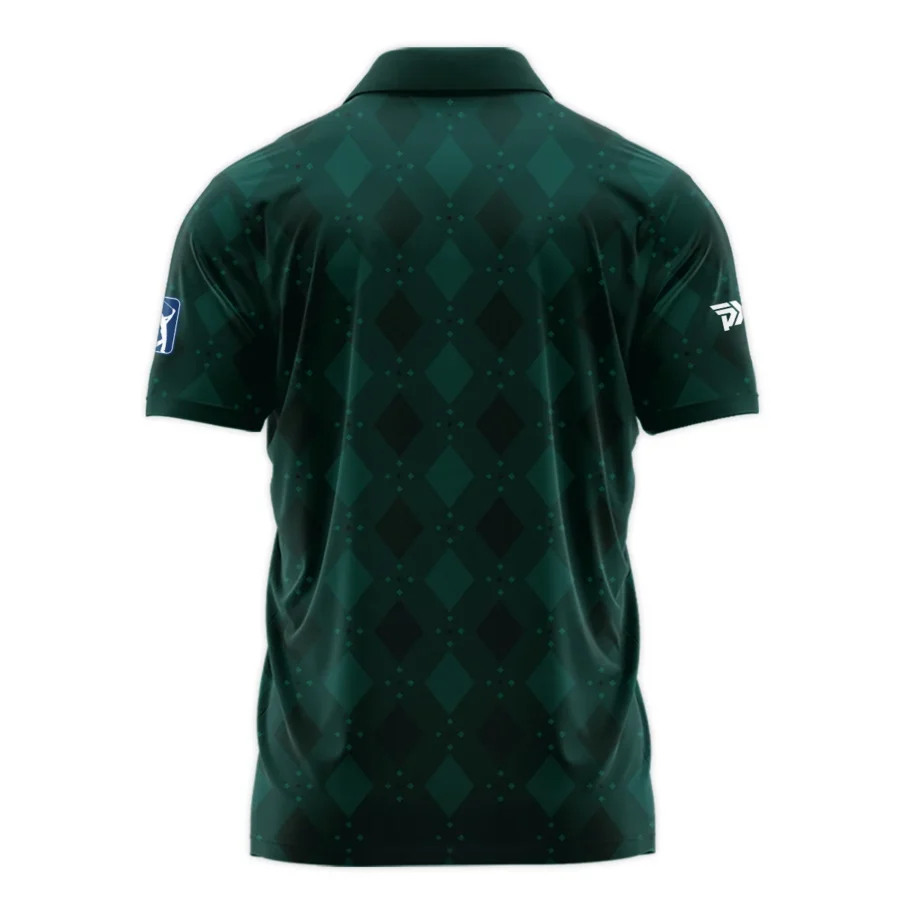 Dark Green Argyle Plaid Pattern Golf Masters Tournament Polo Shirt Style Classic Polo Shirt For Men