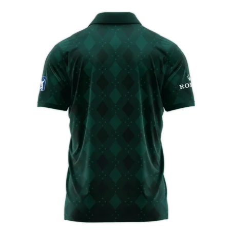 Dark Green Argyle Plaid Pattern Golf Masters Tournament Rolex Zipper Polo Shirt Style Classic Zipper Polo Shirt For Men