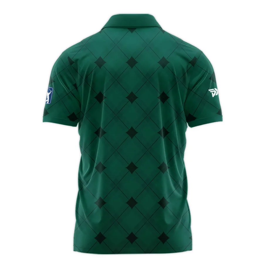 Golf Masters Tournament Green Argyle Pattern Zipper Polo Shirt Style Classic Zipper Polo Shirt For Men