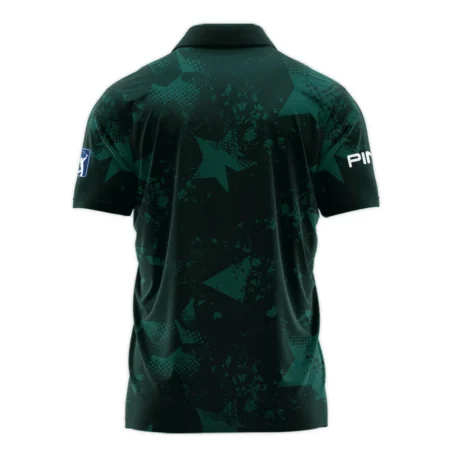 Dark Green Grunge Stars Pattern Golf Masters Tournament Ping Zipper Polo Shirt Style Classic Zipper Polo Shirt For Men