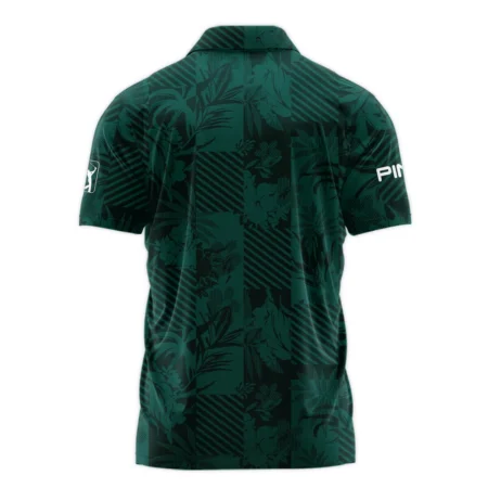 Tropical Leaves ,Foliage With Geometric Stripe Pattern Golf Masters Tournament Ping Zipper Polo Shirt Style Classic Zipper Polo Shirt For Men