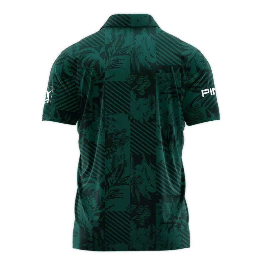 Tropical Leaves ,Foliage With Geometric Stripe Pattern Golf Masters Tournament Ping Polo Shirt Style Classic Polo Shirt For Men