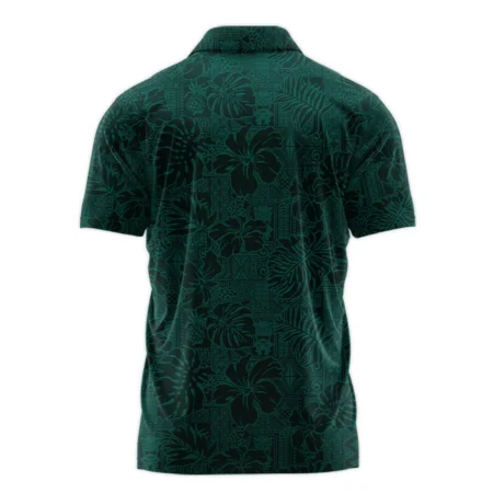 Hibiscus And Tropical Leaves With Tribal Elements Pattern Golf Masters Tournament Callaway Zipper Polo Shirt Style Classic Zipper Polo Shirt For Men