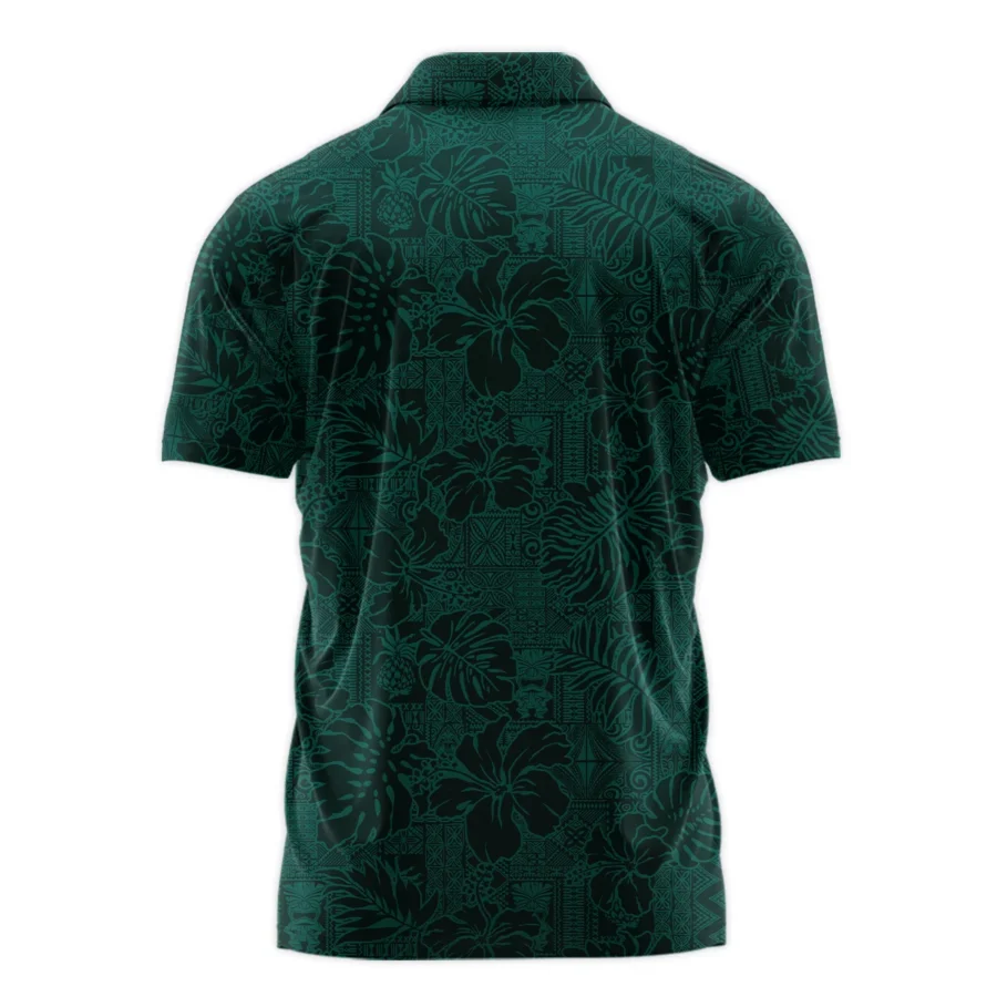 Hibiscus And Tropical Leaves With Tribal Elements Pattern Golf Masters Tournament Callaway Zipper Polo Shirt Style Classic Zipper Polo Shirt For Men