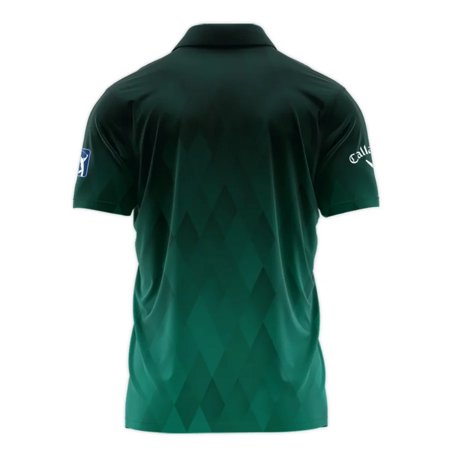 Gradient Dark Green Geometric Pattern Masters Tournament Callaway Zipper Polo Shirt Style Classic Zipper Polo Shirt For Men