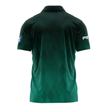 Gradient Dark Green Geometric Pattern Masters Tournament Ping Zipper Polo Shirt Style Classic Zipper Polo Shirt For Men