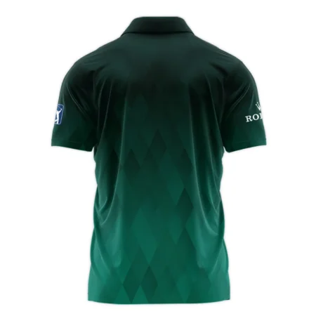 Gradient Dark Green Geometric Pattern Masters Tournament Rolex Zipper Polo Shirt Style Classic Zipper Polo Shirt For Men