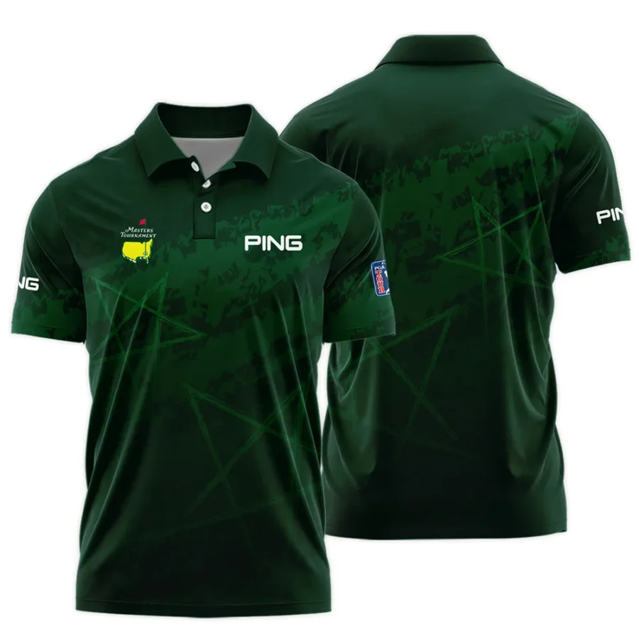 Stars Gradient Dark Green Grunge Pattern Masters Tournament Ping Polo Shirt Style Classic Polo Shirt For Men