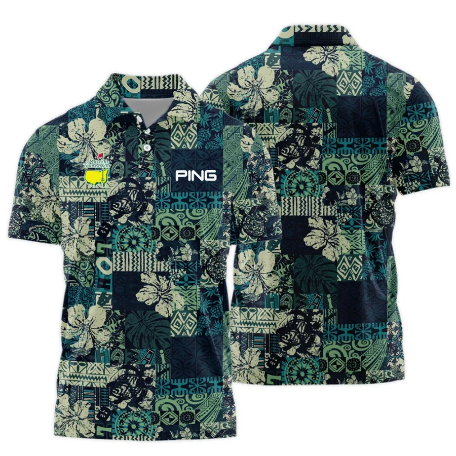 Masters Tournament Hawaiian Hibiscus And Tribal Element Fabric Ping Polo Shirt Style Classic Polo Shirt For Men