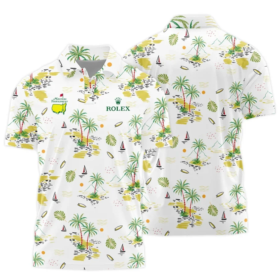 Rolex Landscape With Palm Trees Beach And Oceann Masters Tournament Polo Shirt Style Classic Polo Shirt For Men