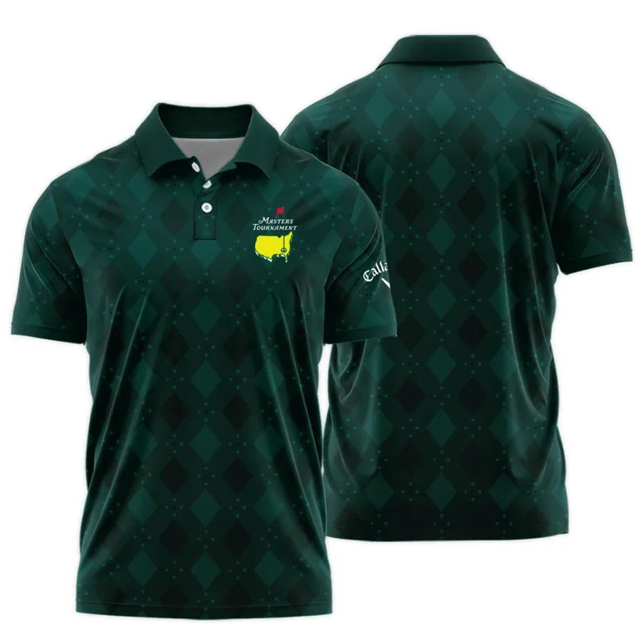 Dark Green Argyle Plaid Pattern Golf Masters Tournament Callaway Polo Shirt Style Classic Polo Shirt For Men