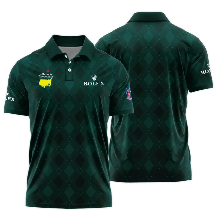 Dark Green Argyle Plaid Pattern Golf Masters Tournament Rolex Polo Shirt Style Classic Polo Shirt For Men