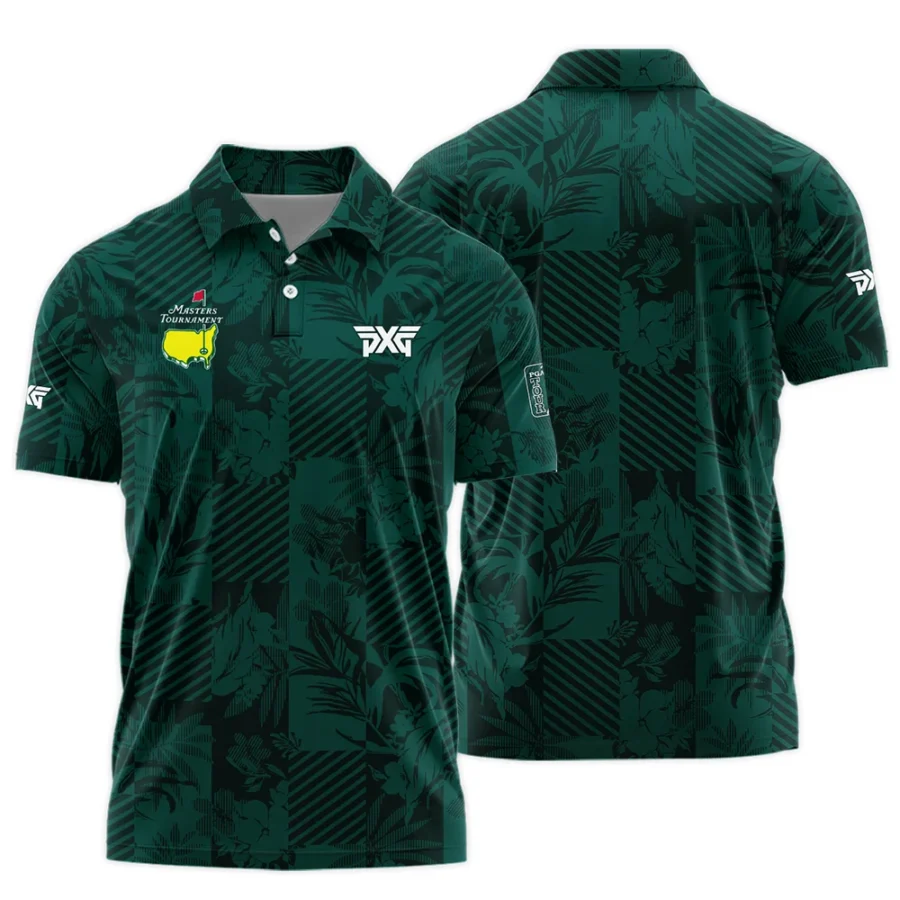 Tropical Leaves ,Foliage With Geometric Stripe Pattern Golf Masters Tournament Polo Shirt Style Classic Polo Shirt For Men