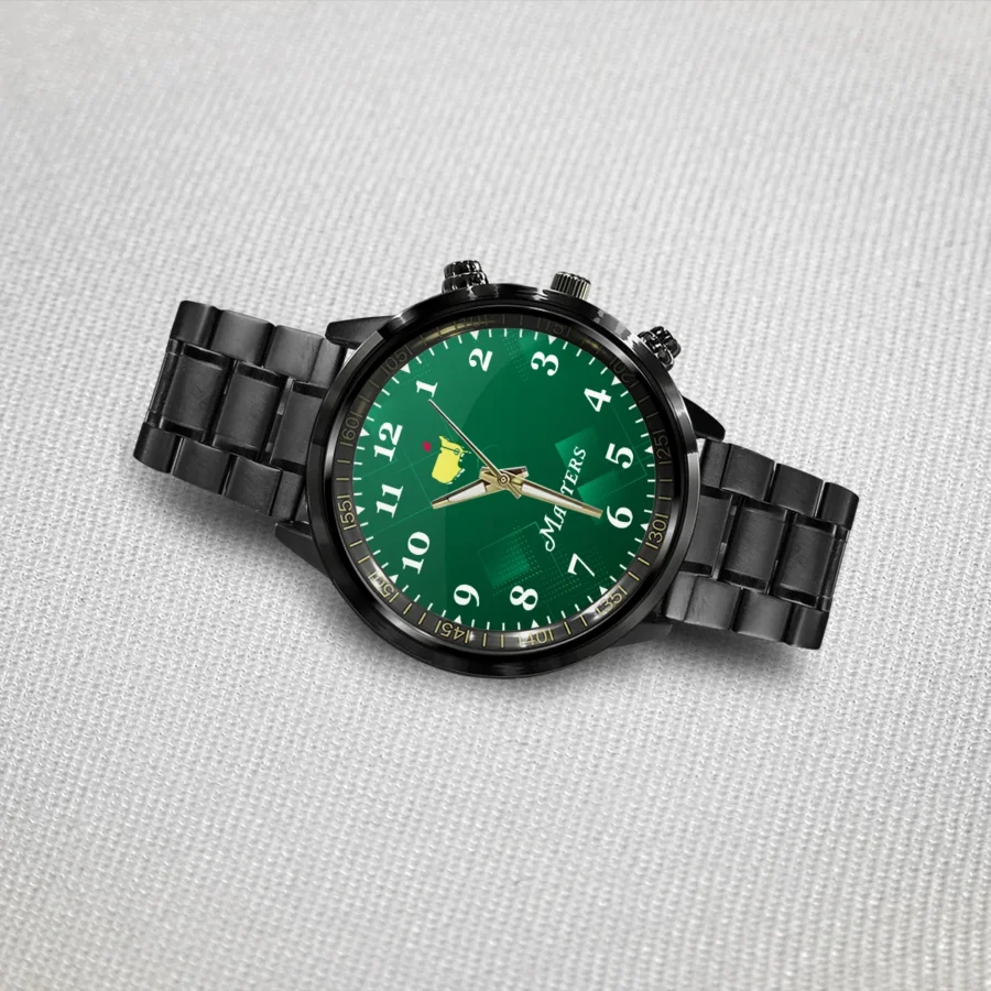 Green Abstract Geometric Masters Tournament Black Stainless Steel Watch Gift For Fans