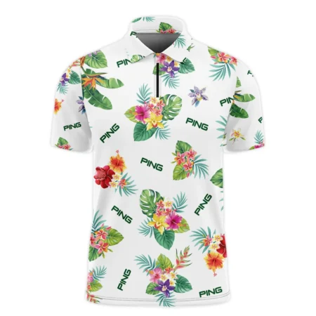 Ping Hawaiian Flower Zipper Polo Shirt Style Classic Zipper Polo Shirt For Men