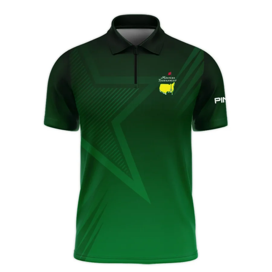 Masters Tournament Ping Star Dark Green Pattern Zipper Polo Shirt Style Classic Zipper Polo Shirt For Men