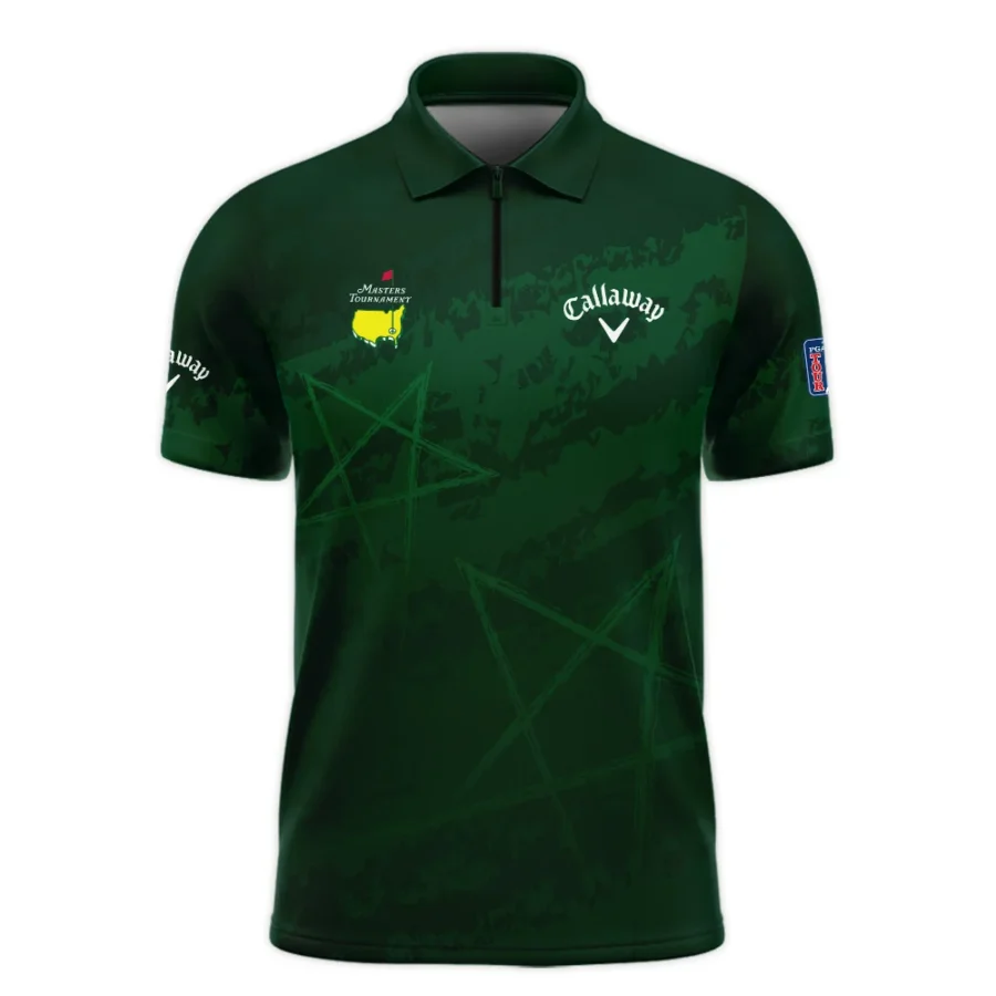 Stars Gradient Dark Green Grunge Pattern Masters Tournament Callaway Zipper Polo Shirt Style Classic Zipper Polo Shirt For Men