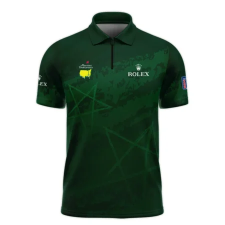 Stars Gradient Dark Green Grunge Pattern Masters Tournament Rolex Zipper Polo Shirt Style Classic Zipper Polo Shirt For Men