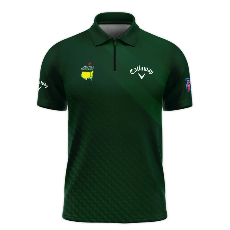 Callaway Gradient Dark Green Abstract Pattern Masters Tournament Zipper Polo Shirt Style Classic Zipper Polo Shirt For Men