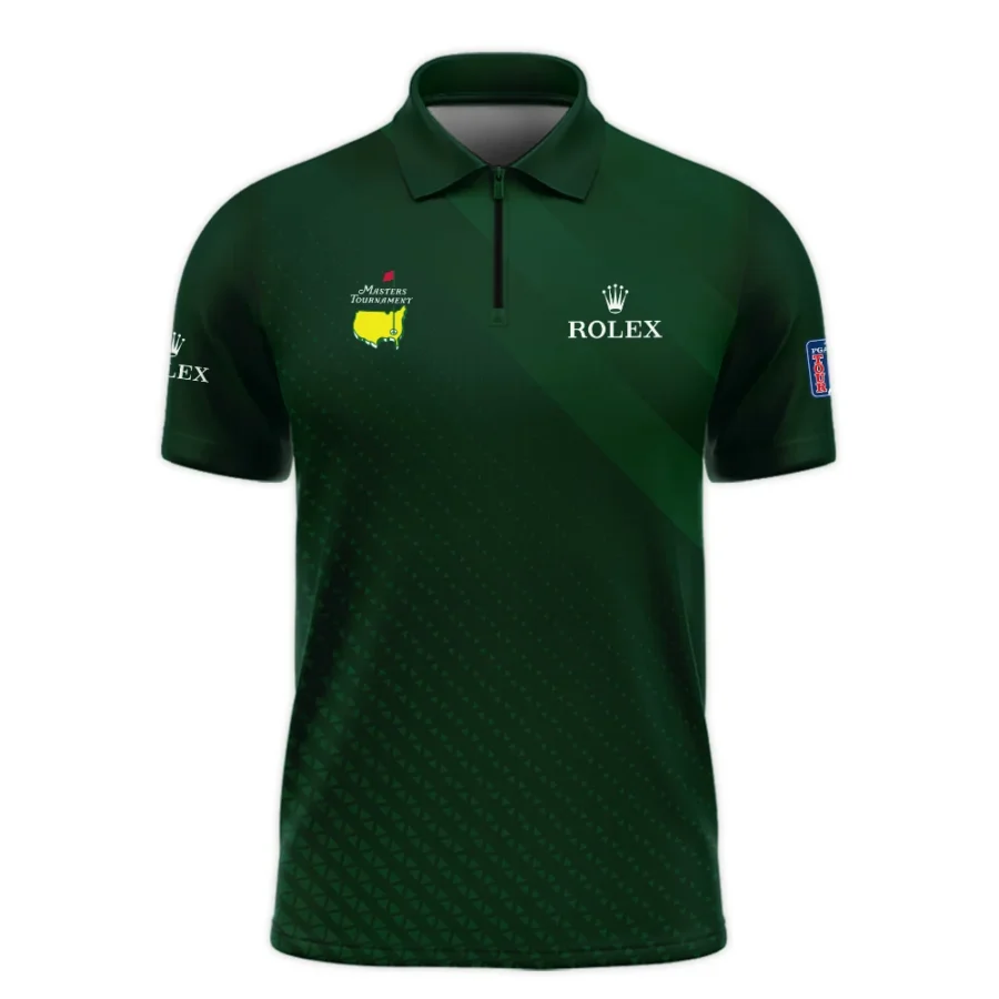 Rolex Gradient Dark Green Abstract Pattern Masters Tournament Zipper Polo Shirt Style Classic Zipper Polo Shirt For Men