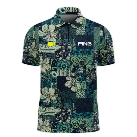 Masters Tournament Hawaiian Hibiscus And Tribal Element Fabric Ping Zipper Polo Shirt Style Classic Zipper Polo Shirt For Men