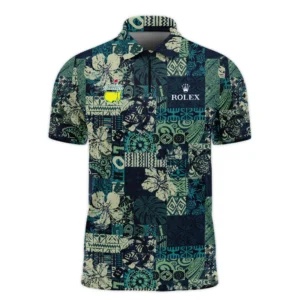 Masters Tournament Hawaiian Hibiscus And Tribal Element Fabric Rolex Long Polo Shirt Style Classic Long Polo Shirt For Men