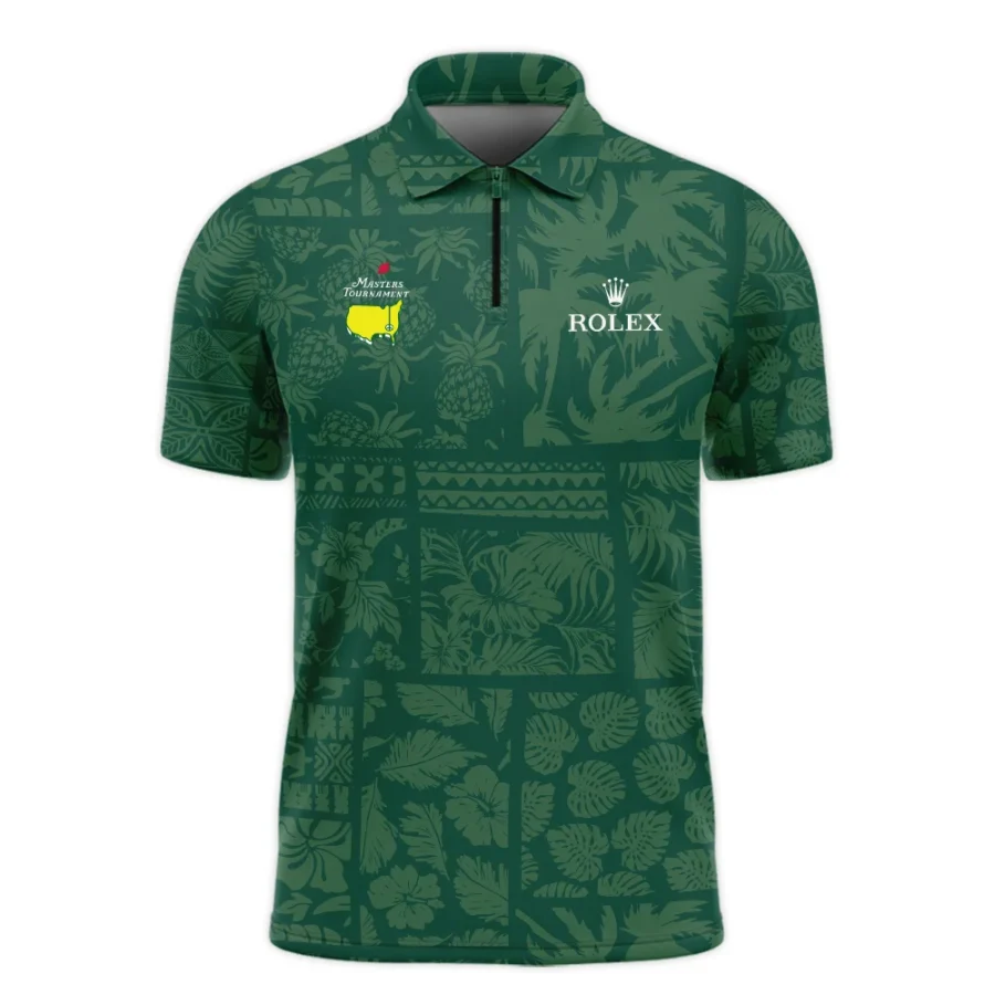 Masters Tournament Rolex Hawaiian Style Fabric Patchwork Zipper Polo Shirt Style Classic Zipper Polo Shirt For Men