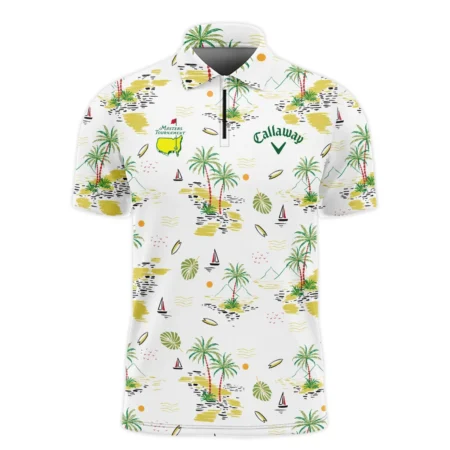 Callaway Landscape With Palm Trees Beach And Oceann Masters Tournament Zipper Polo Shirt Style Classic Zipper Polo Shirt For Men