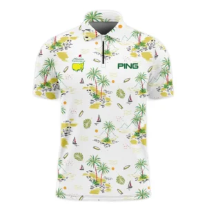 Ping Landscape With Palm Trees Beach And Oceann Masters Tournament Long Polo Shirt Style Classic Long Polo Shirt For Men