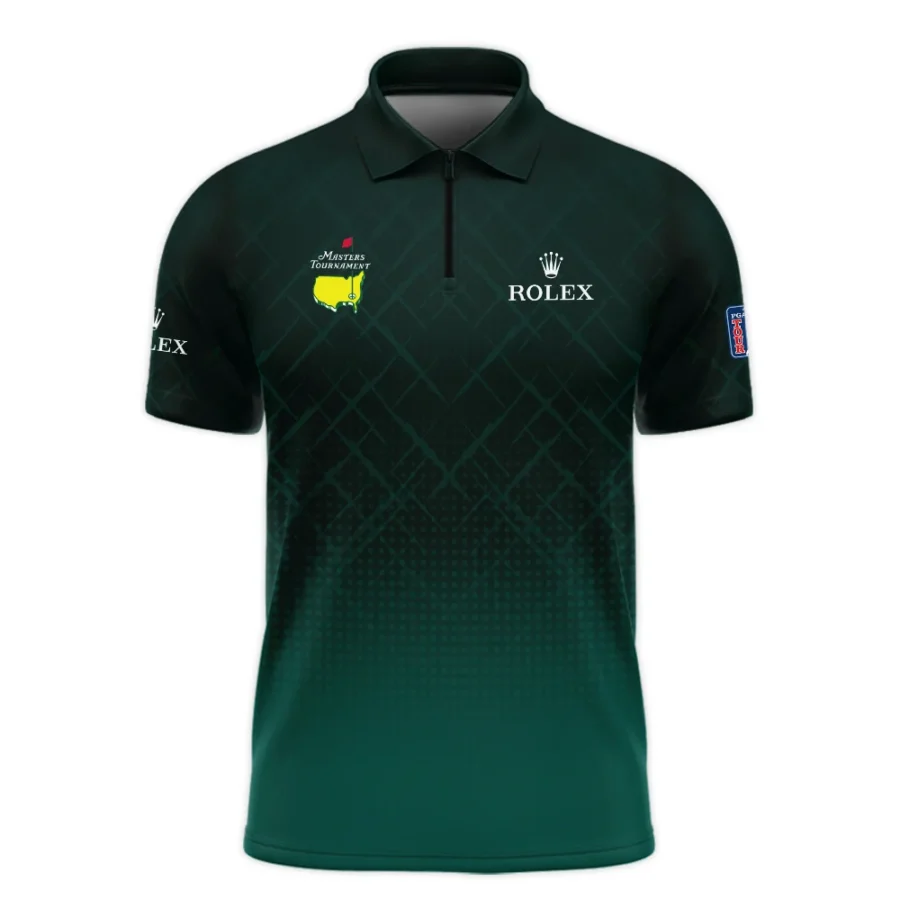 Rolex Masters Tournament Sport Jersey Pattern Dark Green Zipper Polo Shirt Style Classic Zipper Polo Shirt For Men