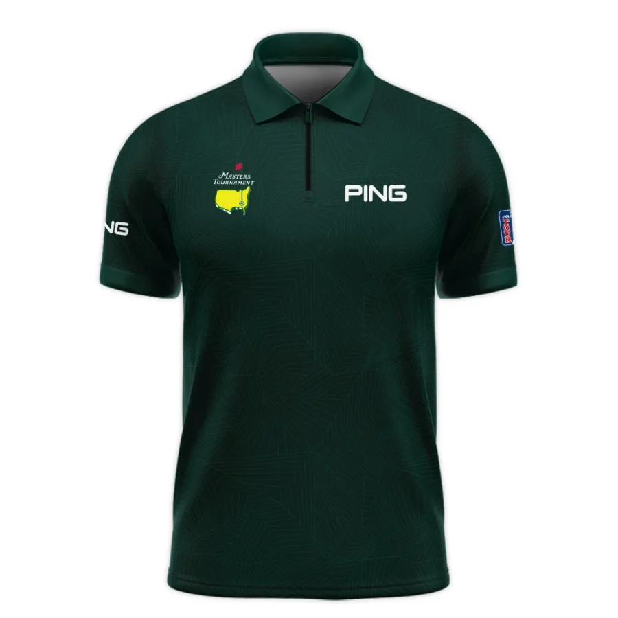 Masters Tournament Ping Pattern Sport Jersey Dark Green Zipper Polo Shirt Style Classic Zipper Polo Shirt For Men